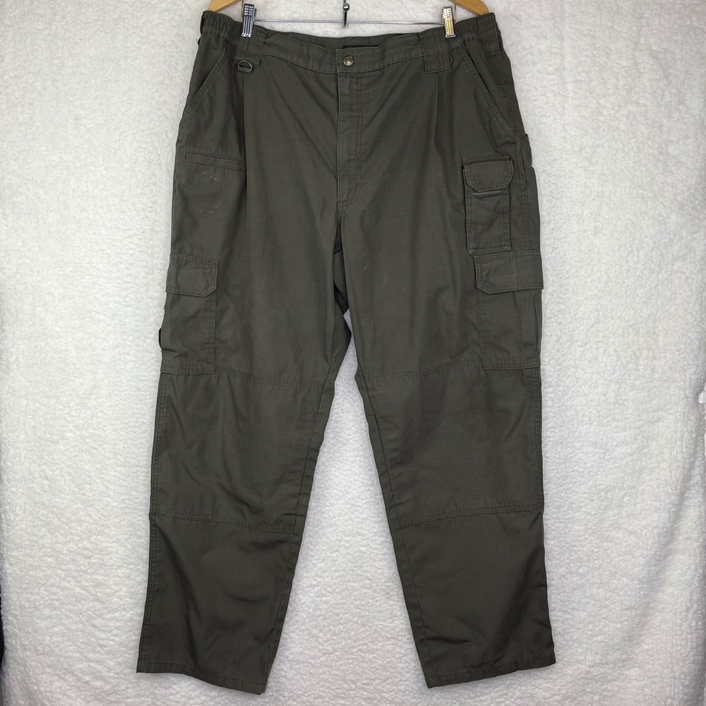 5.11 Tactical Mens Cargo Pants Olive Green Ripstop Multi Pocket 38x30 Workwear